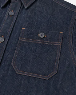 Chemise en denim brut bleue