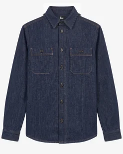 Chemise en denim brut bleue