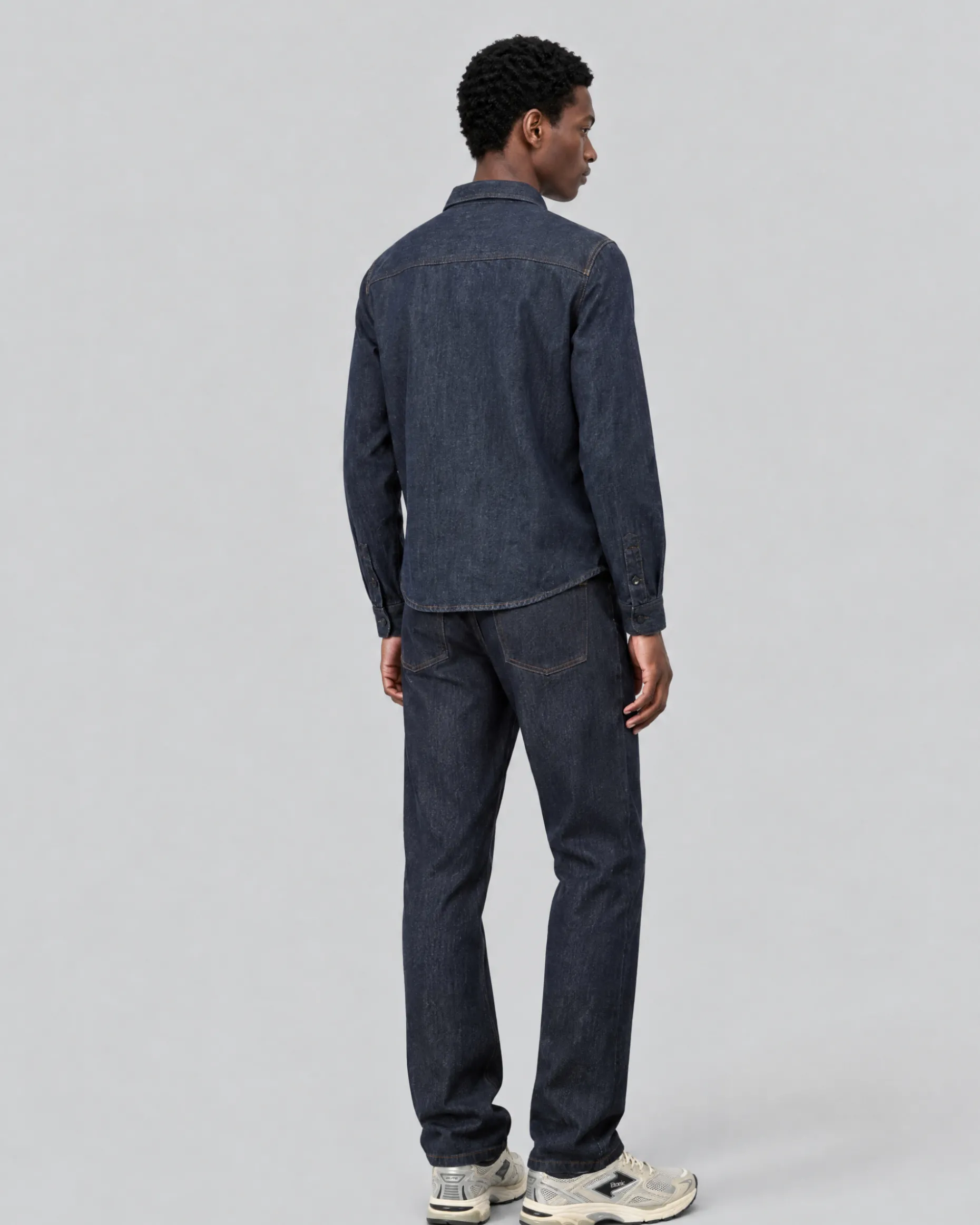 Chemise en denim brut bleue