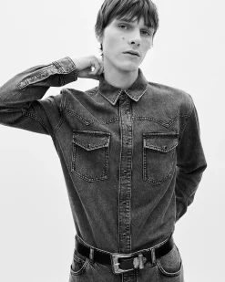 Chemise en denim grise
