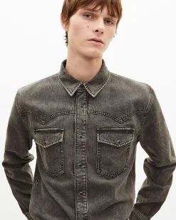 Chemise en denim grise