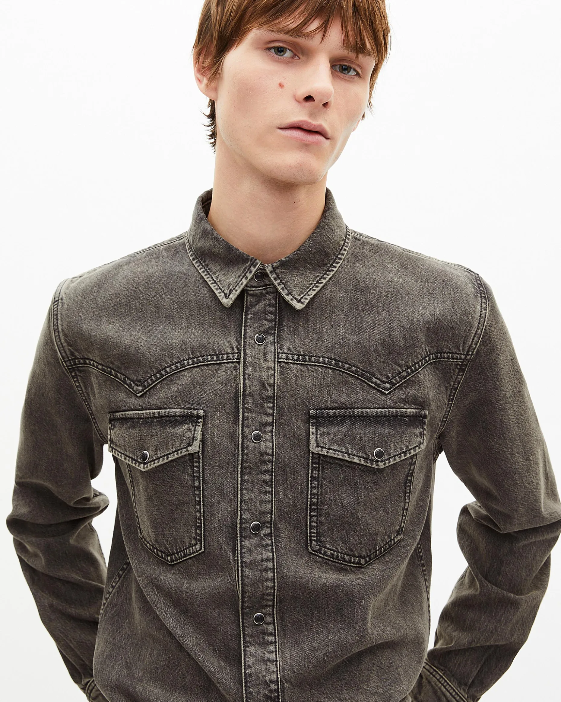 Chemise en denim grise