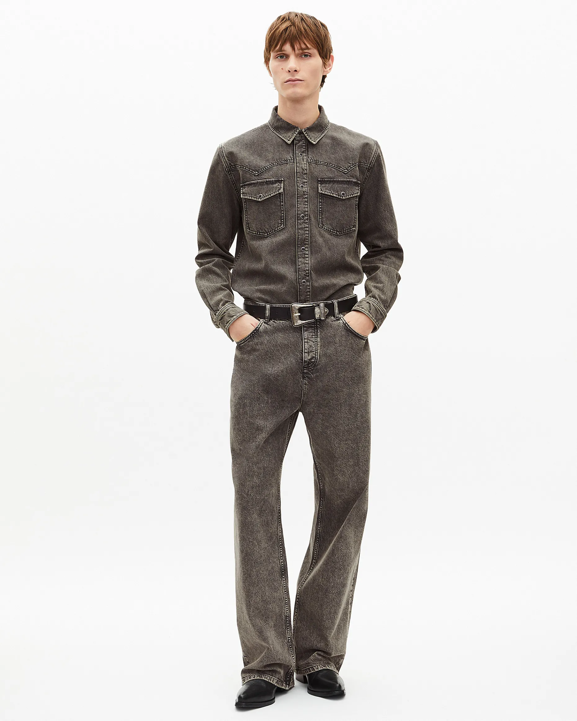 Chemise en denim grise