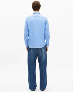 Chemise en lin bleue