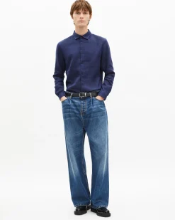 Chemise en lin marine