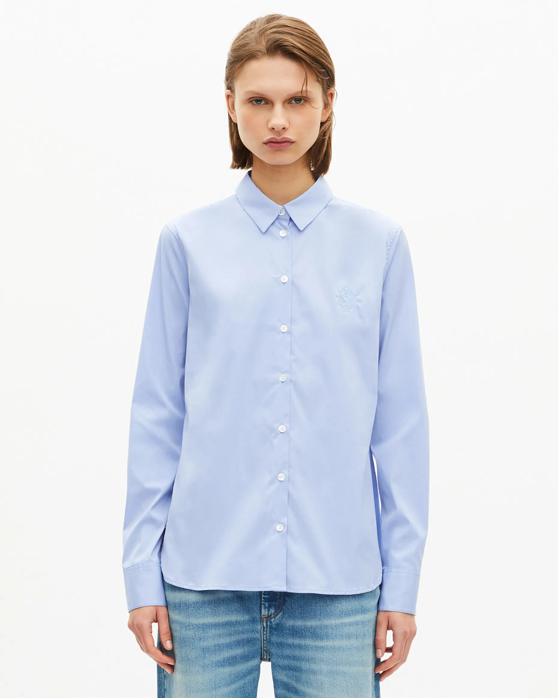Chemise en popeline bleu clair