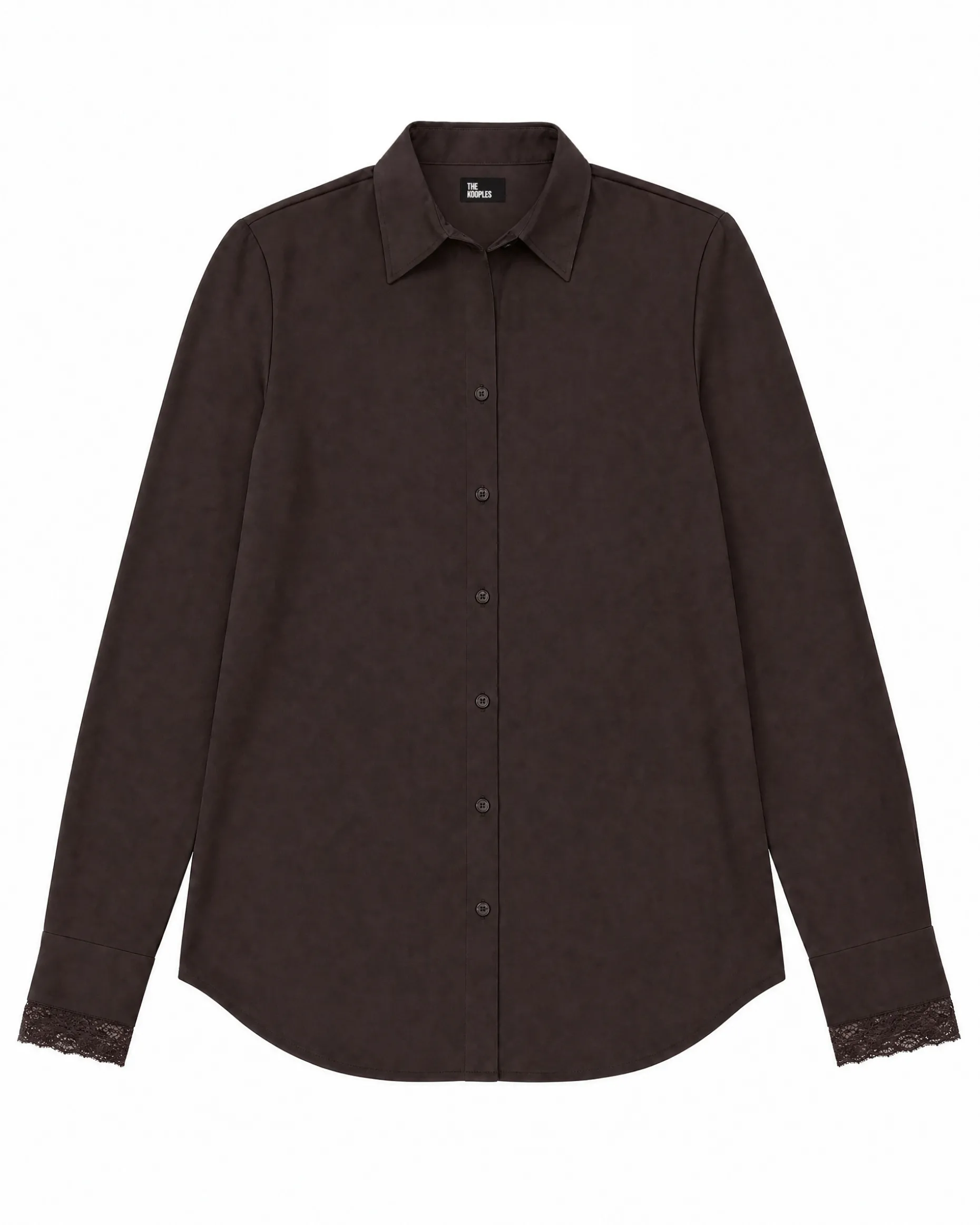 Chemise en soie avec dentelle marron