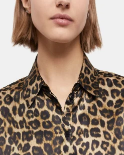 Chemise en soie léopard