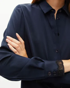 Chemise en soie marine