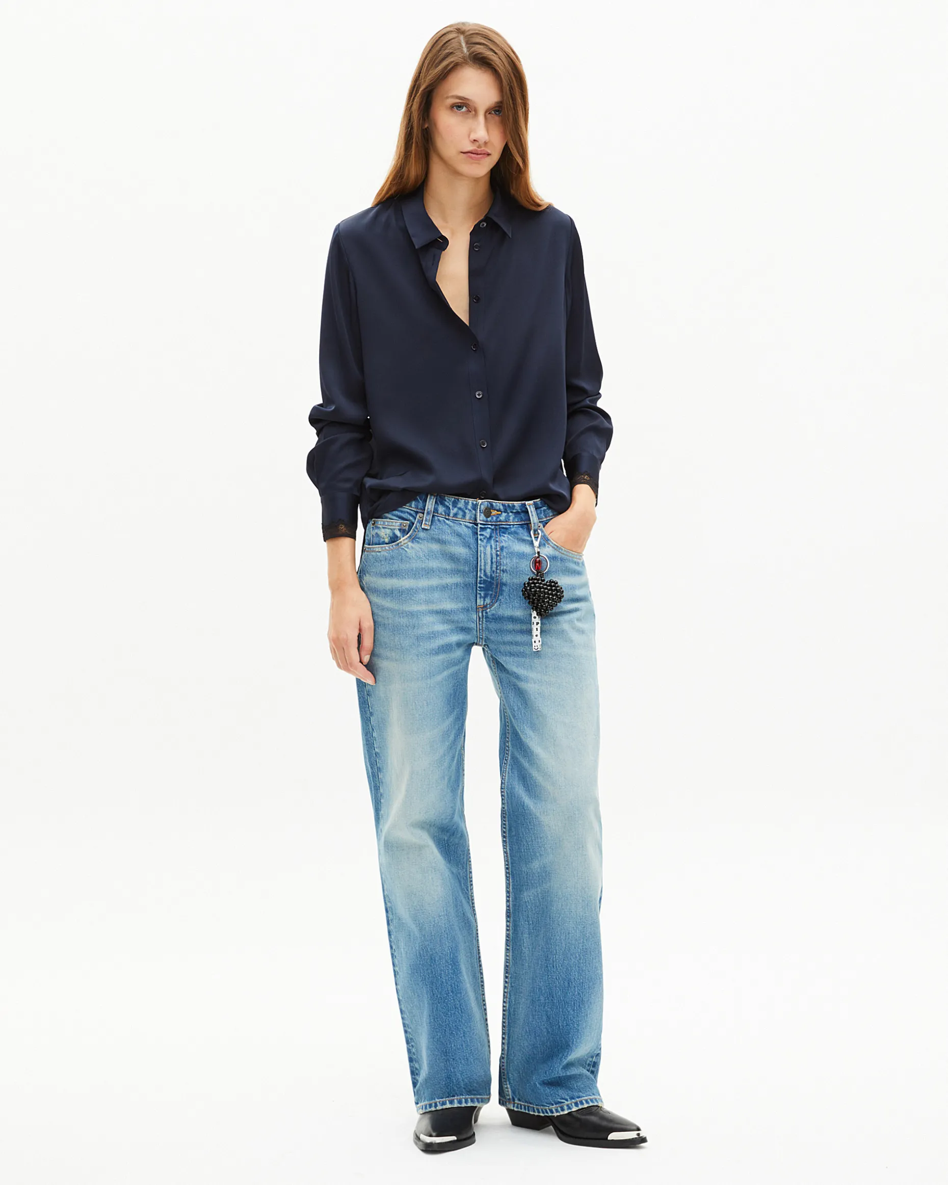 Chemise en soie marine