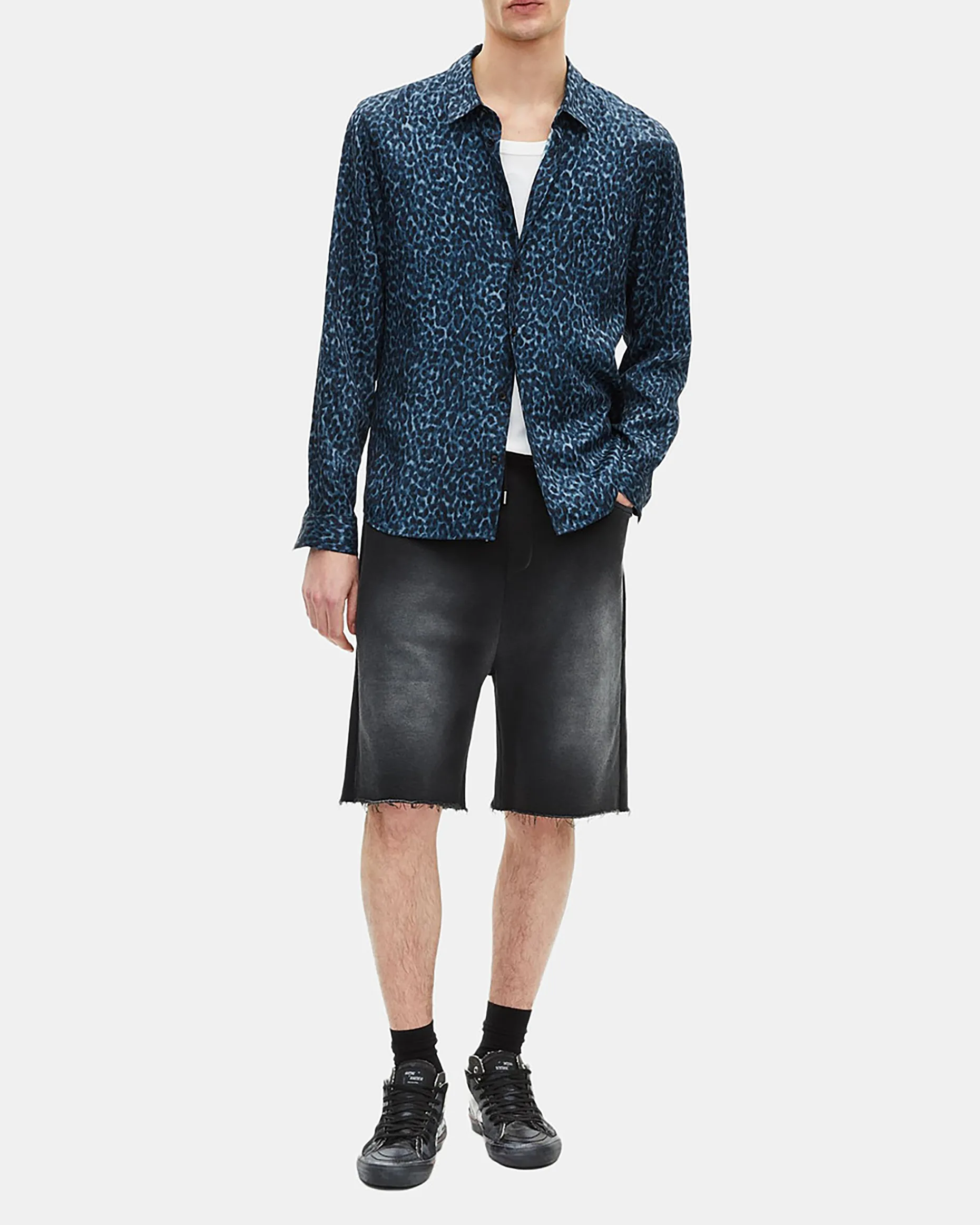 Chemise en soie mélangée imprimé léopard