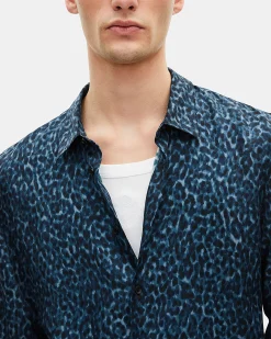 Chemise en soie mélangée imprimé léopard