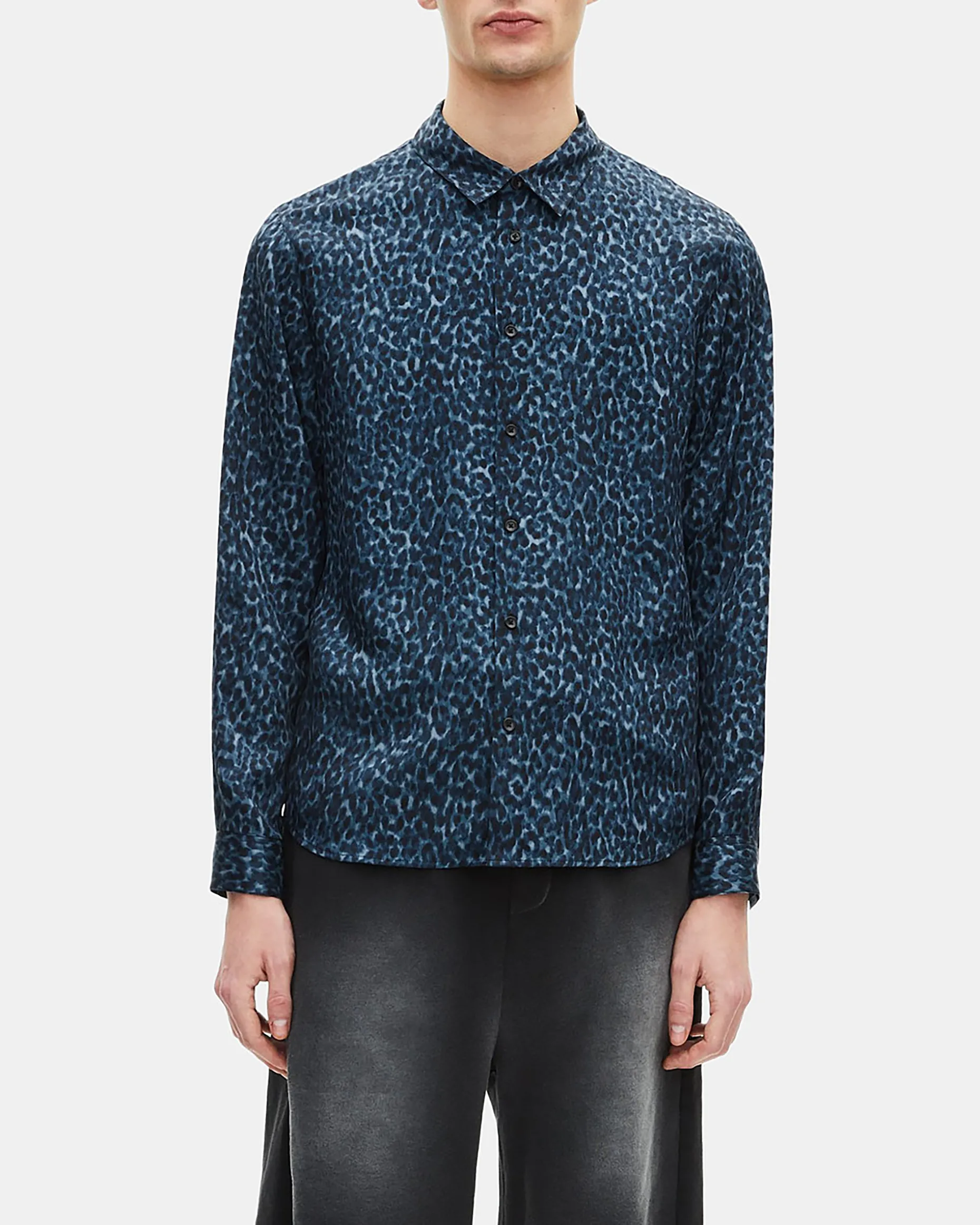 Chemise en soie mélangée imprimé léopard