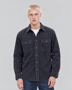 Chemise en velours côtelé marine