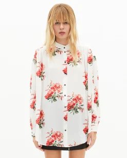 Chemise imprimé fleuri blanche