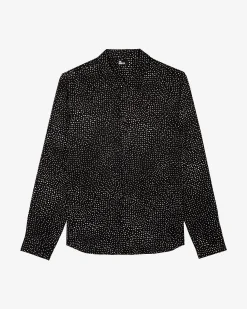 Chemise imprimé micro pois blanche et noire