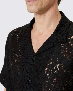 Chemise manches courtes en dentelle noire
