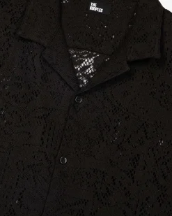 Chemise manches courtes en dentelle noire
