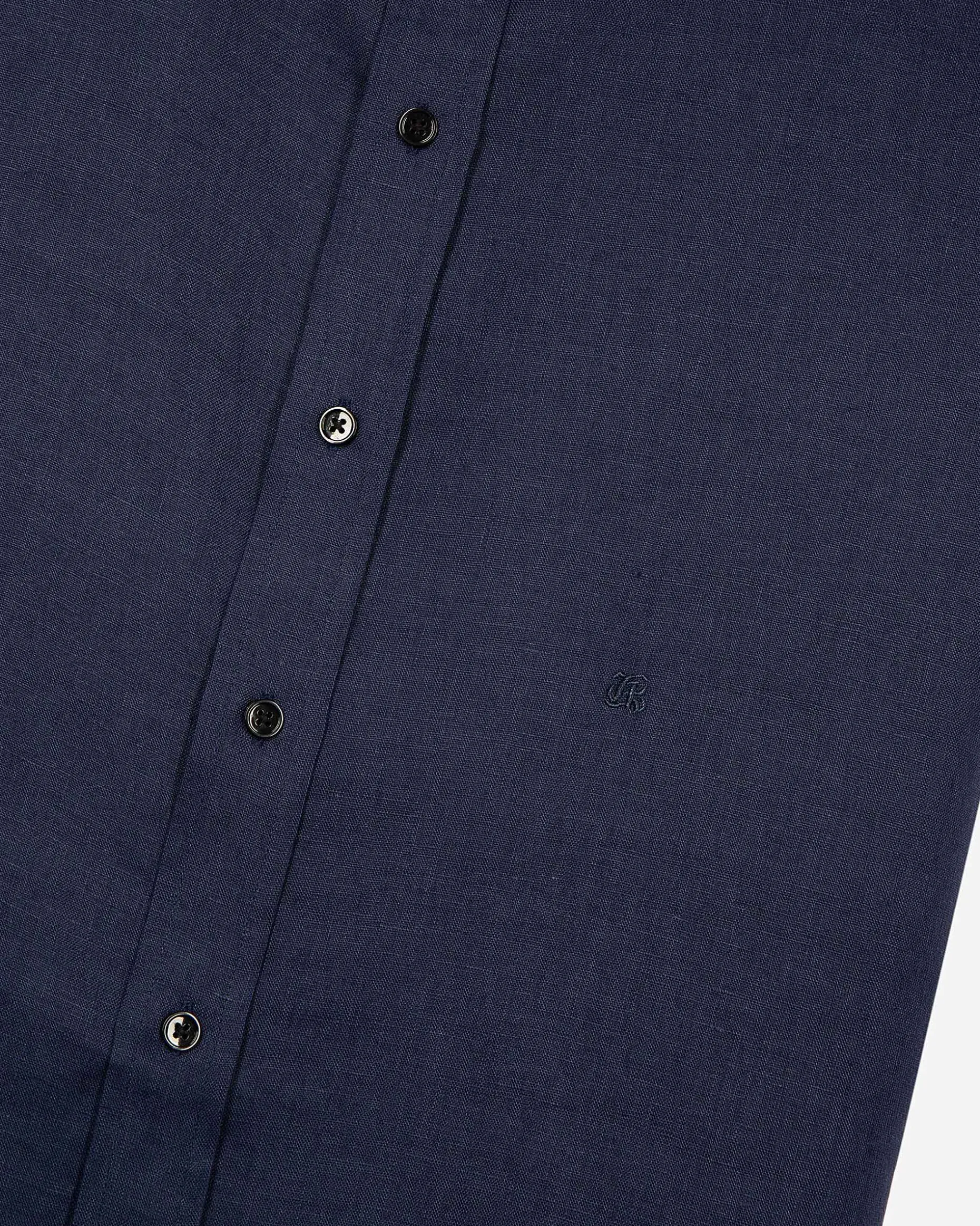 Chemise manches courtes en lin marine