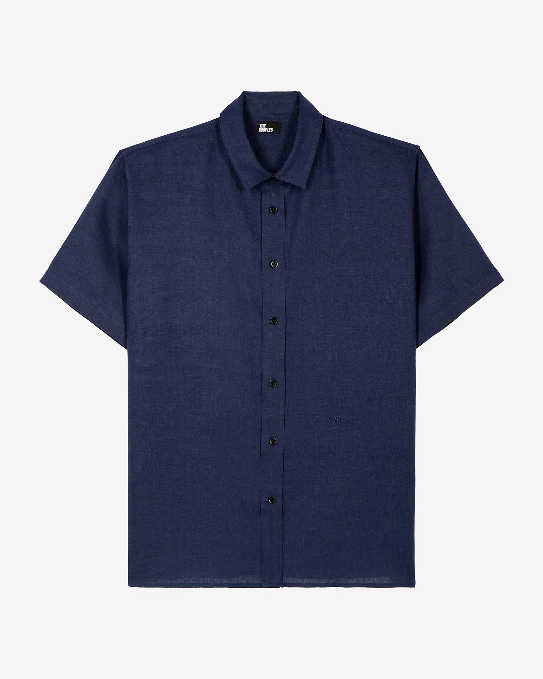 Chemise manches courtes en lin marine