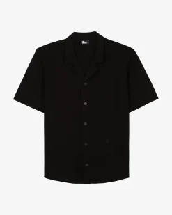 Chemise manches courtes en maille noire