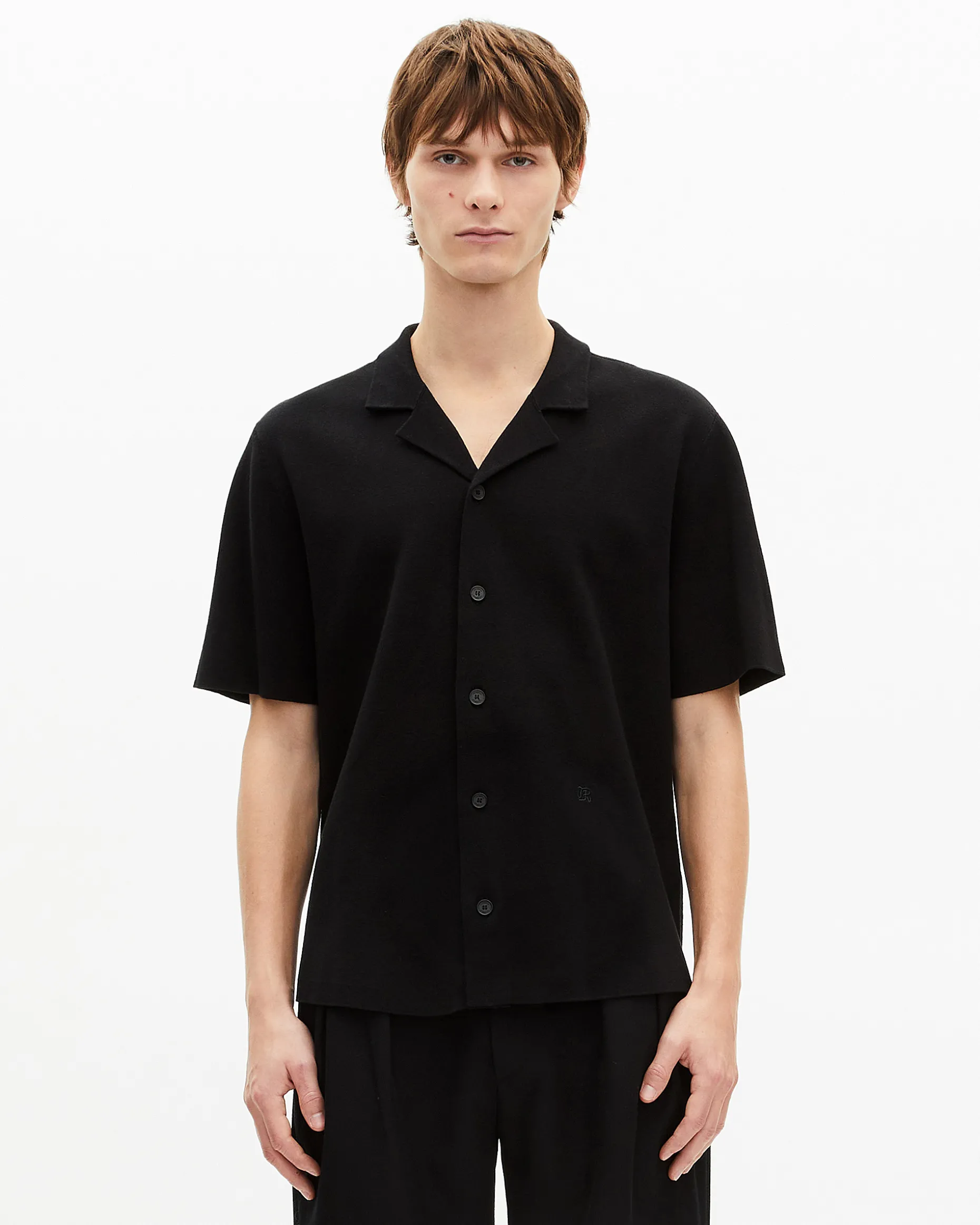Chemise manches courtes en maille noire