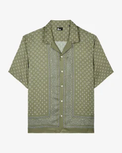 Chemise manches courtes imprimé bandana kaki