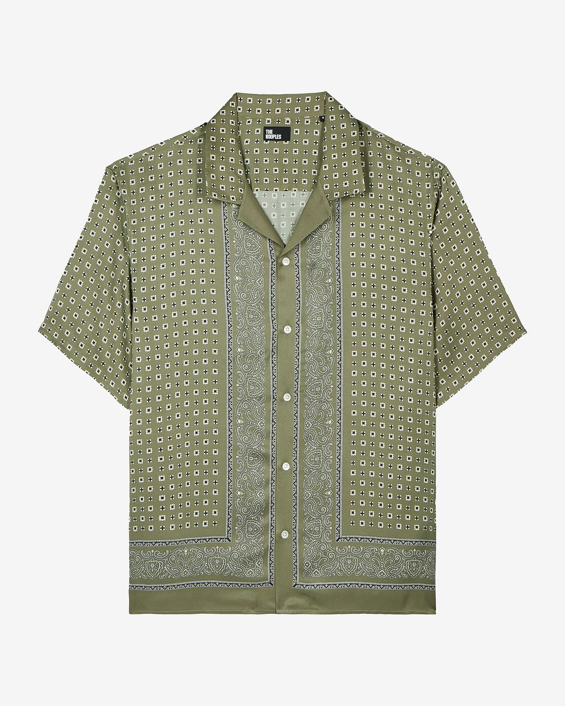 Chemise manches courtes imprimé bandana kaki