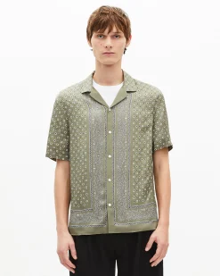 Chemise manches courtes imprimé bandana kaki