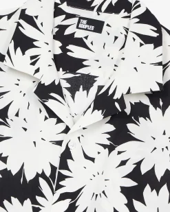 Chemise manches courtes imprimé fleuri noire