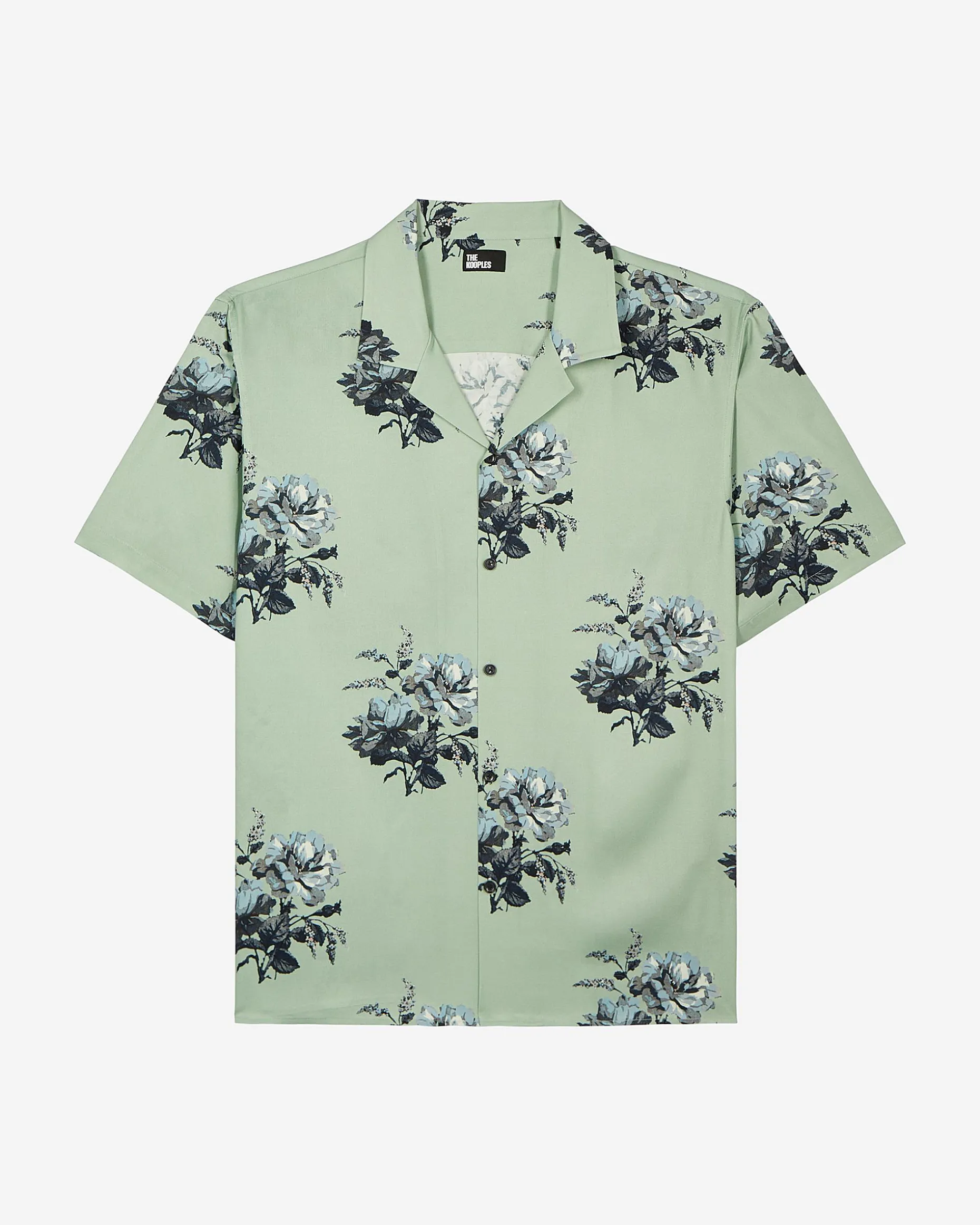 Chemise manches courtes imprimé fleuri verte
