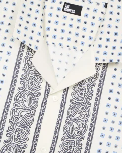Chemise manches courtes imprimé bandana écru