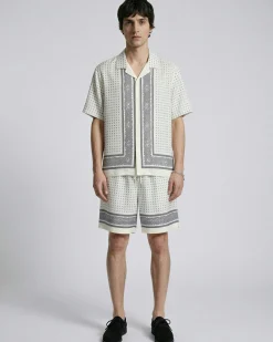 Chemise manches courtes imprimé bandana écru