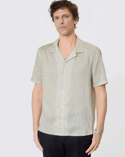 Chemise manches courtes rayée blanche