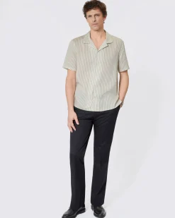 Chemise manches courtes rayée blanche