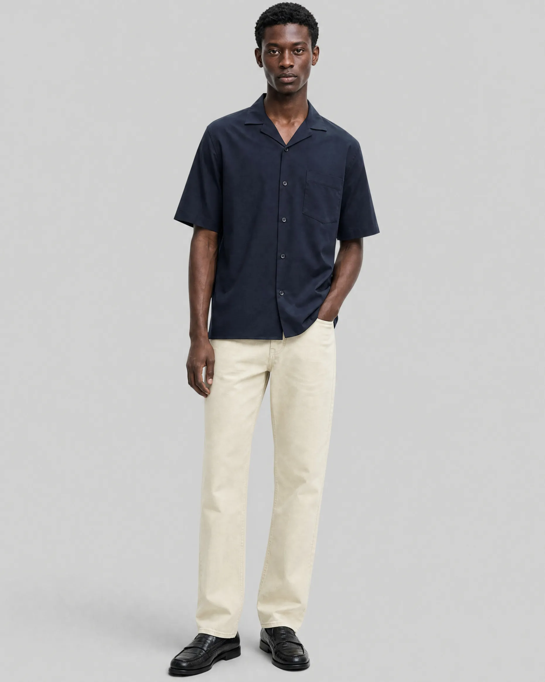 Chemise manches courtes unie marine