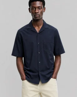 Chemise manches courtes unie marine