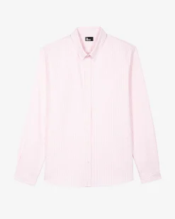 Chemise à rayures blanche et rose