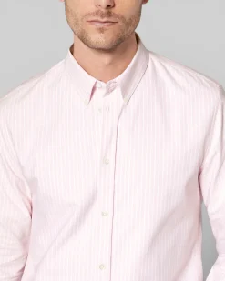 Chemise à rayures blanche et rose
