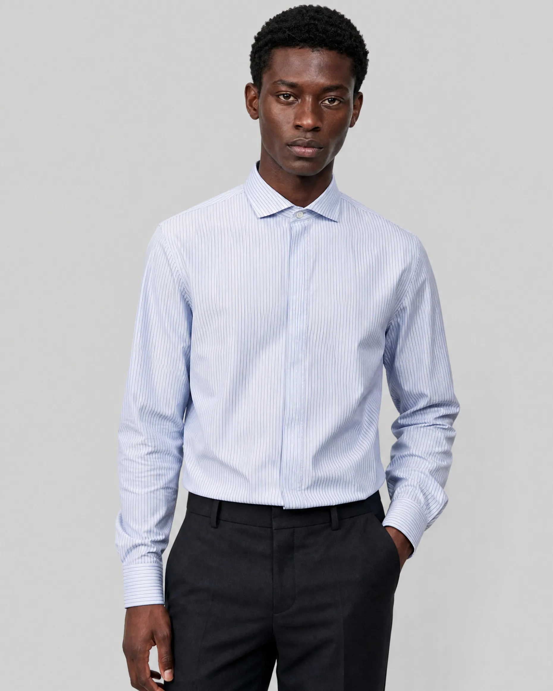 Chemise à rayures bleue