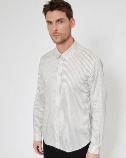 Chemise à rayures écrue