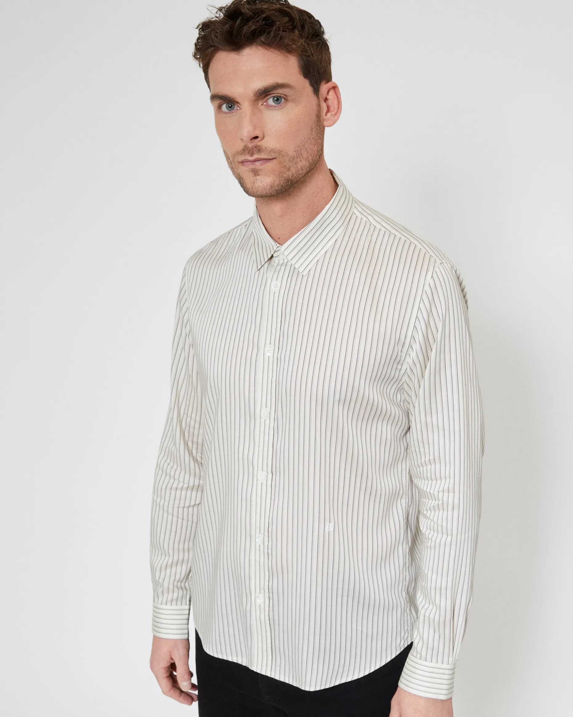 Chemise à rayures écrue