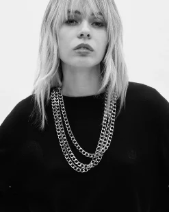 Collier chaînes argentée