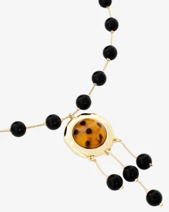 Collier perles et pendentif orange
