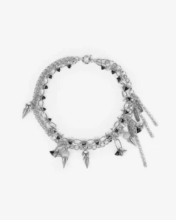 Collier 2 rangs argenté à pointes