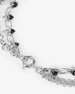 Collier 2 rangs argenté à pointes
