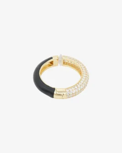Ear cuff avec strass doré et noir