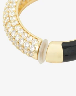Ear cuff avec strass doré et noir