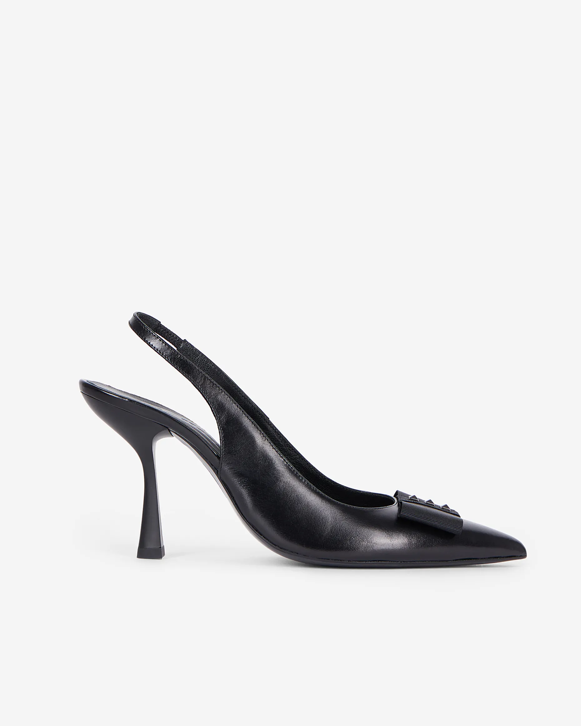 Escarpins en cuir à bride arrière noirs