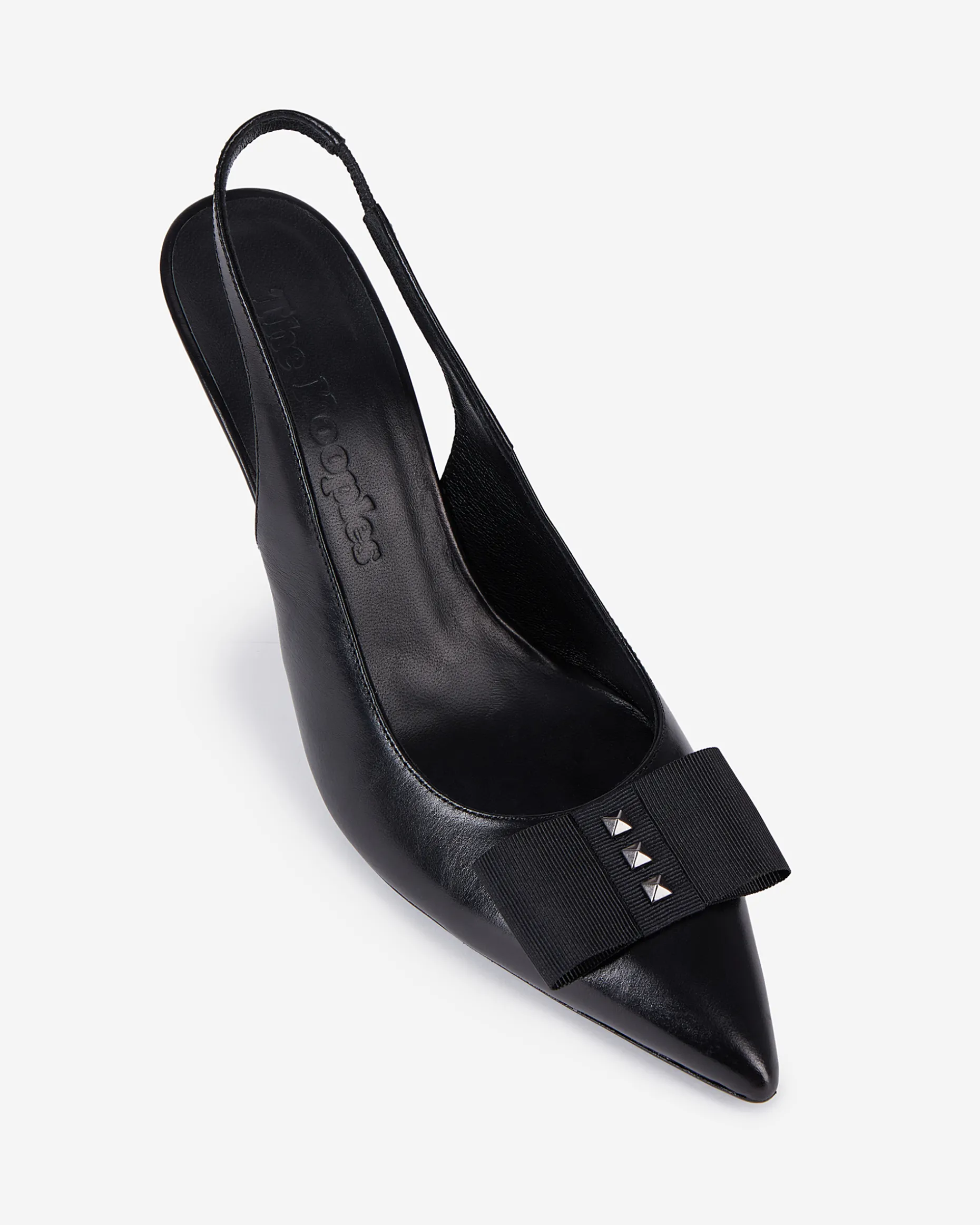 Escarpins en cuir à bride arrière noirs